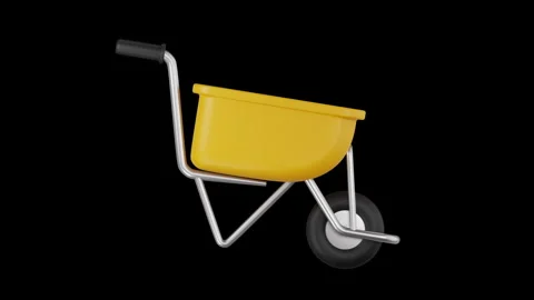 3D Animated Icon of Construction Wheelbarrow, Construction Tools 3D Stock Footage 278526458