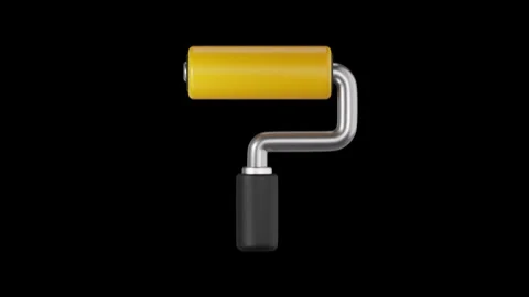 3D Animated Icon of Paint Roller, Construction Tools 3D Animation 3D Set Stock Footage 279038853