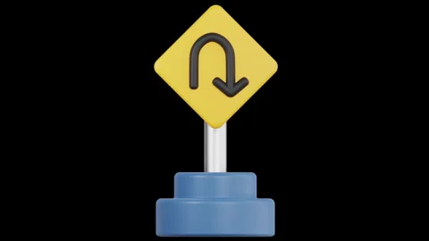 3D Animated Icon of U Turn, Navigation and Maps Animated 3D Set Stock Footage 278201710