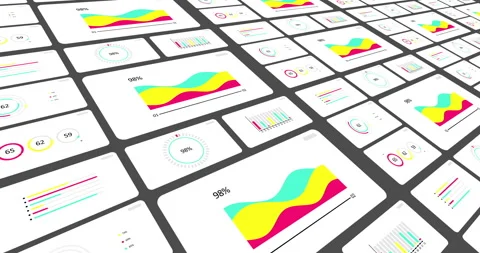 3D animated Infographics set. Animation of seven different charts and graphs in Stock Footage 282407812