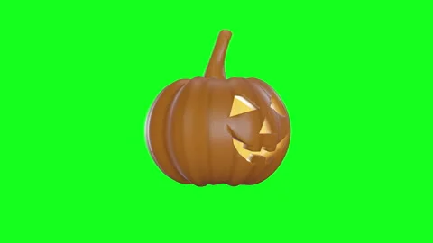 3d animated jack o lantern with green screen Stock Footage 253657040