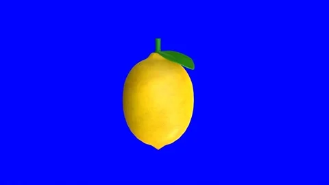 3d animated lemon fruit rotating on a blue background Stock Footage 239852700