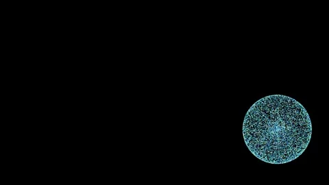 3D animated Light blue sphere rotating on black background Stock Footage 302155274