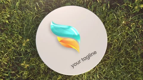3D Animated Logo Reveal on White Platform in Green Grass  After Effects	Stock
