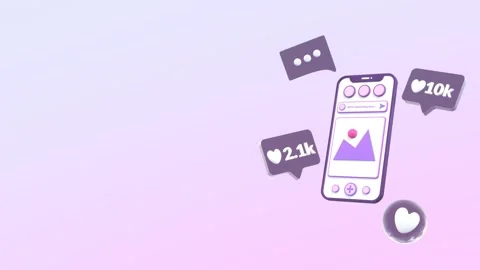 3D Animated Like, Love And Comment On Social Media With Copy Space. Stock Footage 287071683