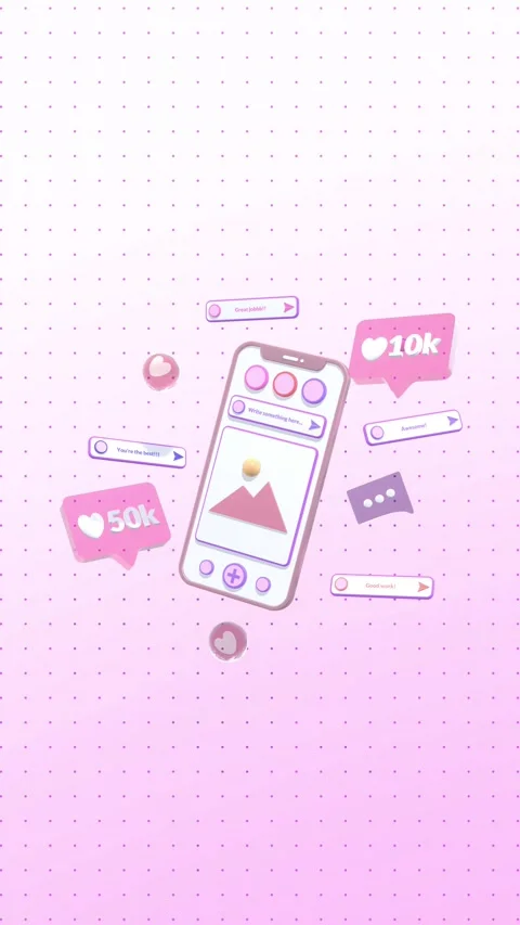 3D Animated Like, Love And Comment On Social Media In A Vertical Video. Stock Footage 287071699