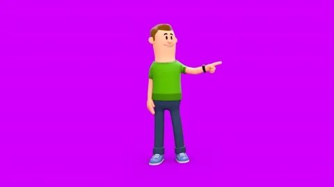 3D Animated Man Character Pointing at Something Video stock 266302187