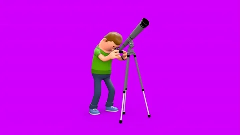 3D Animated Man Looking Through a Telescope Vídeo Stock 266302460