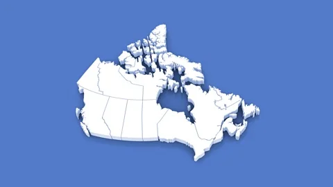 3d Animated Map of Canada for News and Geopolitical Themes. With luma matte. Stock Footage 312478681