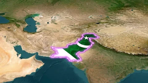 3D Animated Map Highlight of Pakistan with Flag Indicator Stock Footage 340416021