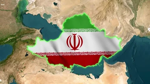 3D Animated Map of Iran with Flag Geographic Data &amp; Political Borders Stockbeeldmateriaal 328250491