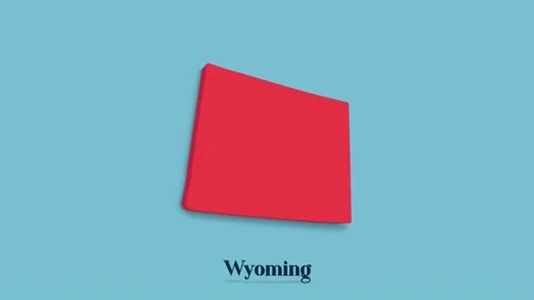 3d animated map showing the state of Wyoming from the United State of America Stockbeeldmateriaal 161204289
