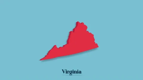 3d animated map showing the state of Virginia from the United State of America Stock Footage 161204552
