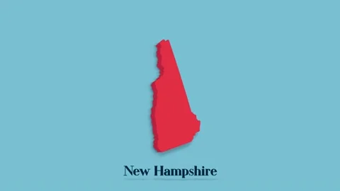3d animated map showing the state of New Hampshire from the United State of Stock Footage 161204792