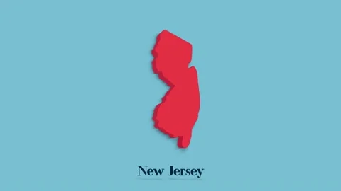 3d animated map showing the state of New Jersey from the United State of America Stock Footage 161204895