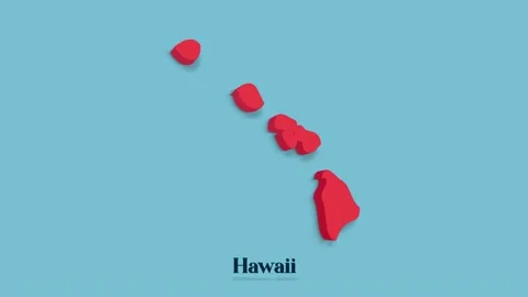 3d animated map showing the state of Hawaii from the United State of America Video stock 161205031