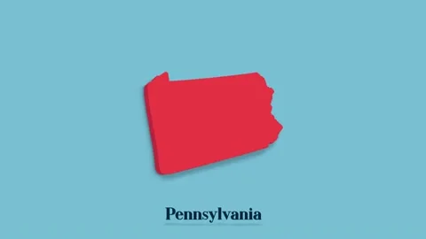 3d animated map showing the state of Pennsylvania from the United State of Video stock 161205067