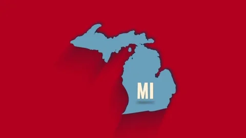 3d animated map showing the state of Mic... | Stock Video | Pond5