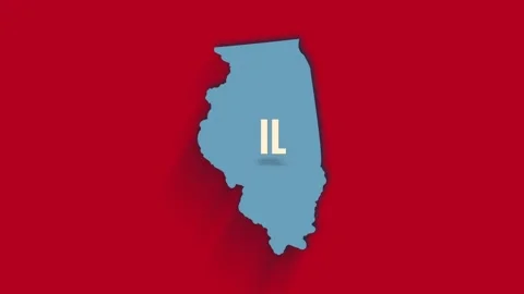 3d animated map showing the state of Illinois from the United State of America Video stock 161212918