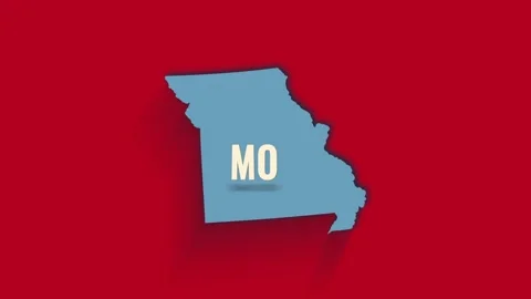 3d animated map showing the state of Missouri from the United State of America Video stock 161213744