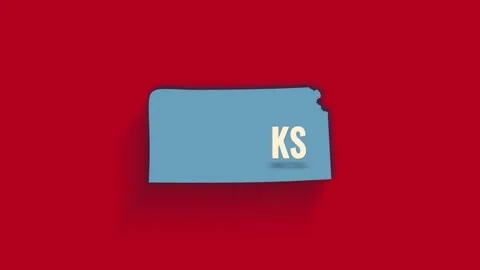 3d animated map showing the state of Kansas from the United State of America Stock-Footage 161213999