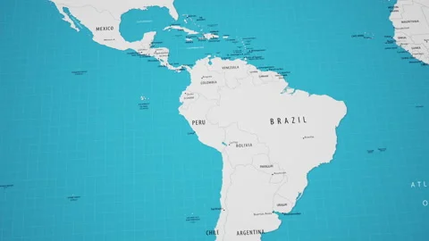 3D animated map of South America with a smooth camera flyover. Stock Footage 316769907