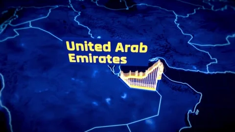3D Animated Map of United Arab Emirates with Country Highlight Stock Footage 282197460