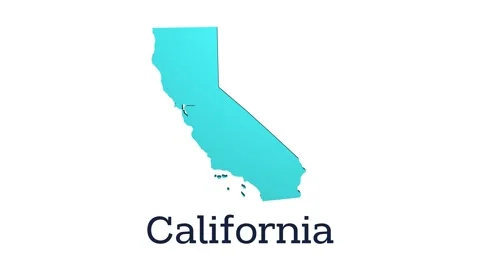 3D animated map of United States with highlighted California state. Stock Footage 302844404