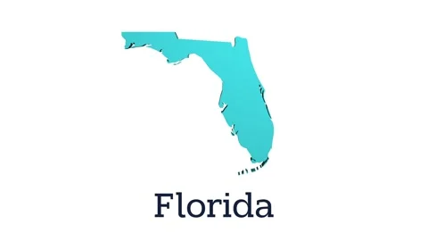 3D animated map of United States with highlighted Florida state. Stock Footage 302844409