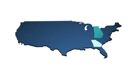 3D animated map of United States with highlighted Georgia state. Stock Footage 302844410