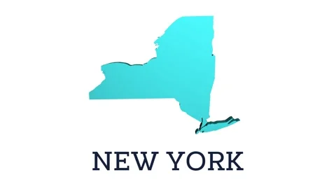 3D animated map of United States with highlighted New York state. Stock Footage 302844414