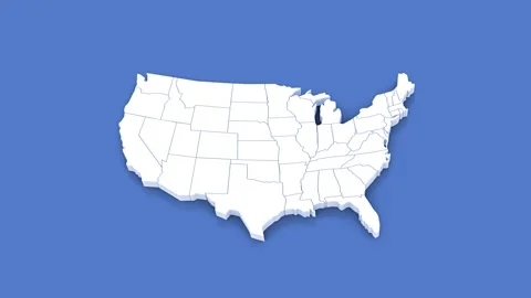 3d Animated Map of United States of America for News and Geopolitical Themes. Stock Footage 312478677