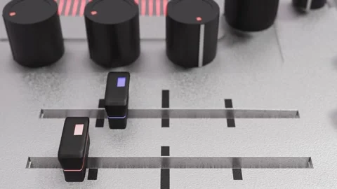 3D animated model of a mixing console with moving controls. 3D render looped ani Stock Footage 311359389
