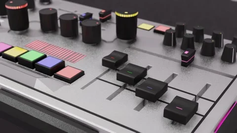 3D animated model of a mixing console with moving controls. 3D render looped ani 库存影片 311359401