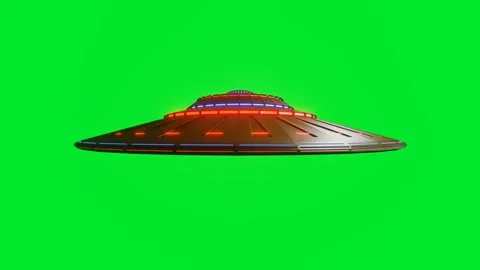 3D animated model of a rotating UFO on a green background. 3D render looped anim Stock Footage 312204149