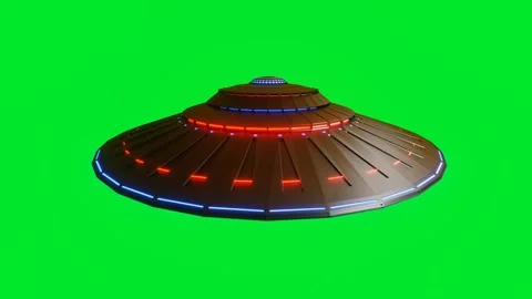 3D animated model of a rotating UFO on a green background. 3D render looped anim Stock-Footage 312204161