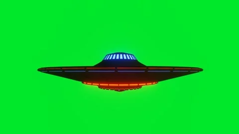 3D animated model of a rotating UFO on a green background. 3D render looped anim Video stock 312204174