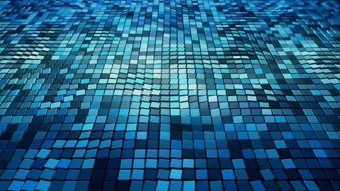 3d Animated Mosaic Cube Grid surface Stock Footage 113511746