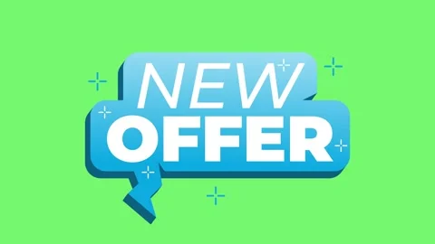 3d animated new offer speech bubble text badge isolated on green screen Stock Footage 345782535
