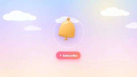 3D Animated Notification Bell and Subscribe Button on Pastel Gradient Stock Footage 344773502