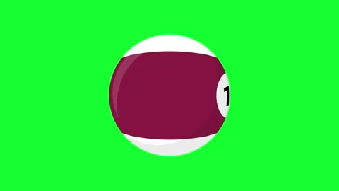 3D animated number 15 maroon striped pool ball on green screen chroma key. .. Stock Footage 340799974