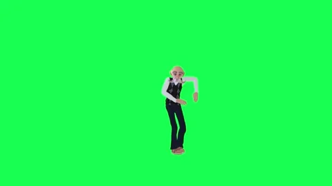 3d animated old man dancing hip-hop front angle green screen Video stock 259824315