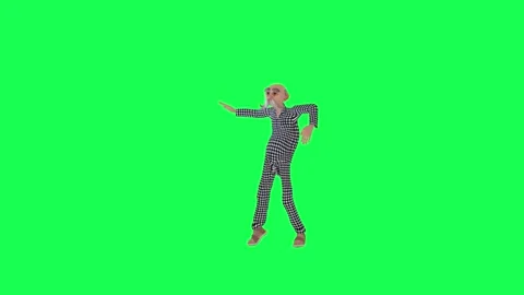 3d animated old man dancing hip-hop, front angle green screen Stock Footage 259824784