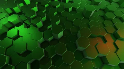 3D animated pattern of popping green hexagonal cones for backgrounds Stock Footage 161793164