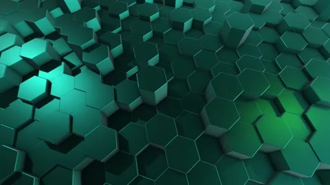3D animated pattern of popping green hexagonal cones for backgrounds Stock Footage 161793171