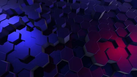 3D animated pattern of popping purple blue hexagonal cones for backgrounds Stock Footage 161793174
