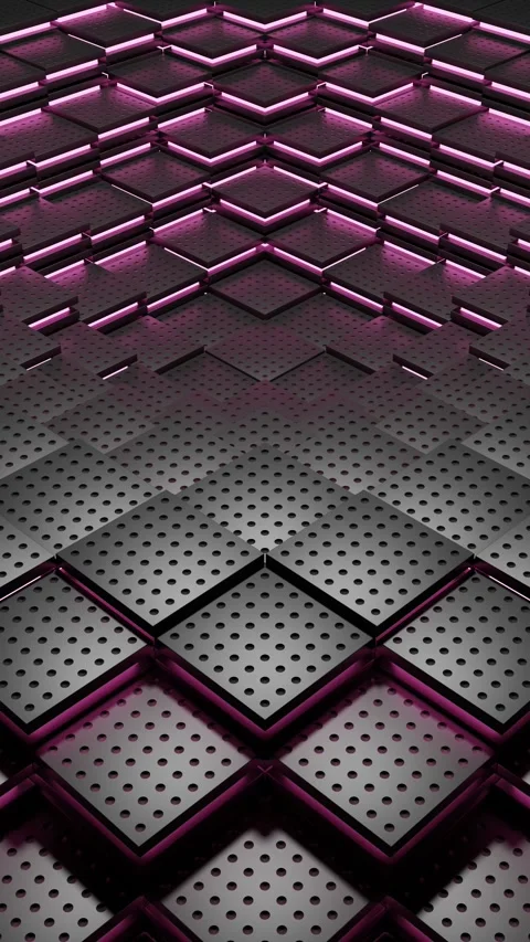 3d animated platform with purple neon lights holes on the platform Stock Footage 248192996