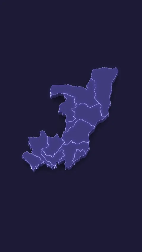 3d Animated Political Map with Congo Outline Highlighted. Stock Footage 312937142