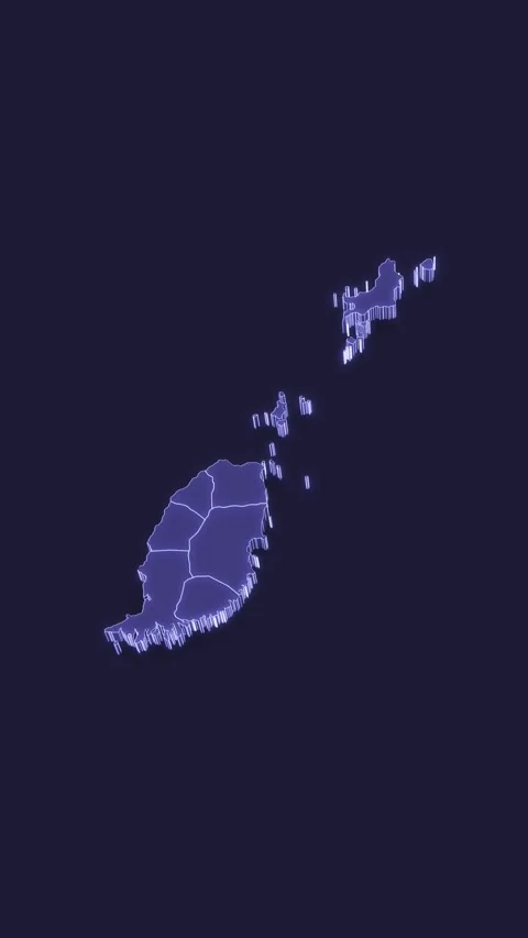 3d Animated Political Map with Grenada Outline Highlighted. Stock Footage 312966143