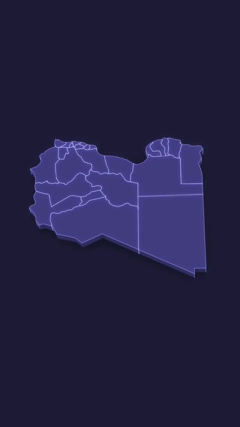 3d Animated Political Map with Libya Outline Highlighted. Stock Footage 312937151